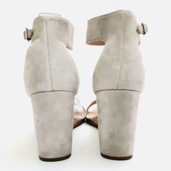 Linea Paola Elodie Wedge Sandal Lt Gray Suede Buckle Ankle Strap Sz 7 - Picture 6 of 9